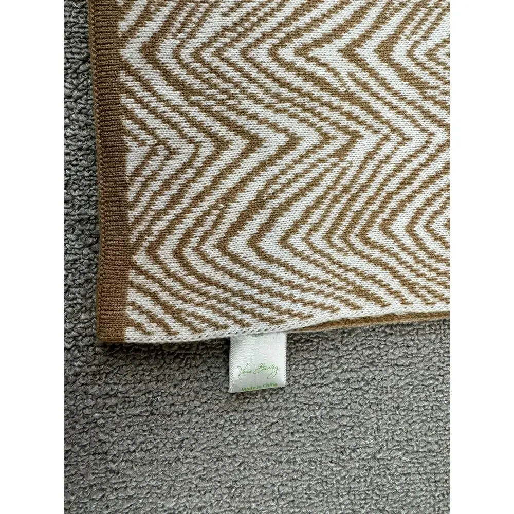 Vera Bradley Scarf Shawl Beige Animal Zebra Print Knit Rectangle